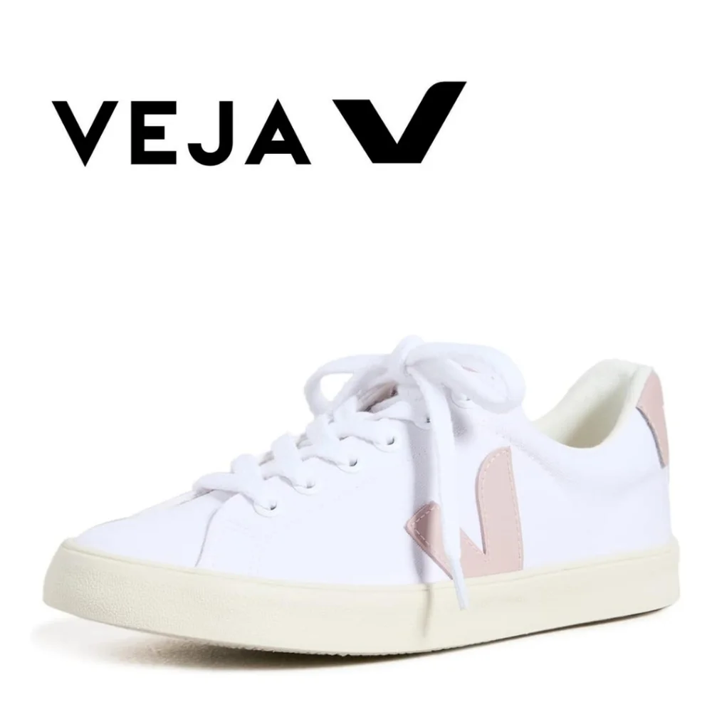 New!! VEJA - Women's Esplar Sneakers, White/Babe, Size 5 - Picture 1 of 7